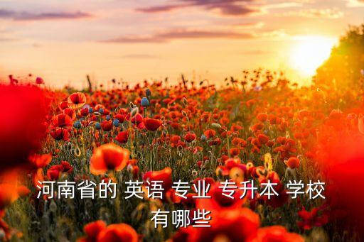 河南省的 英語 專業(yè) 專升本 學(xué)校有哪些