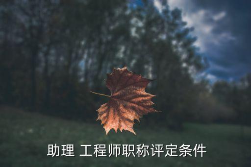  助理 工程師職稱評定條件