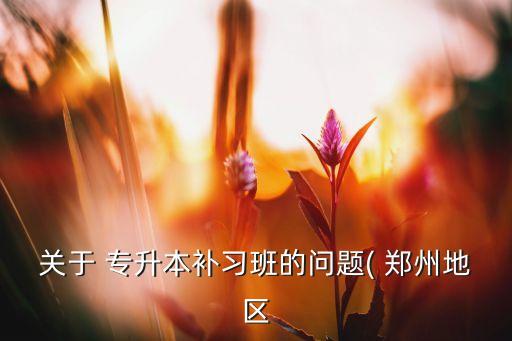 關(guān)于 專升本補習班的問題( 鄭州地區(qū)