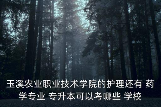 玉溪農(nóng)業(yè)職業(yè)技術(shù)學(xué)院的護(hù)理還有 藥學(xué)專業(yè) 專升本可以考哪些 學(xué)校