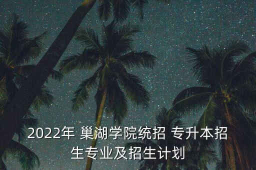 2022年 巢湖學院統(tǒng)招 專升本招生專業(yè)及招生計劃