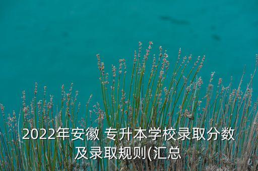 2022年安徽 專升本學(xué)校錄取分?jǐn)?shù)及錄取規(guī)則(匯總