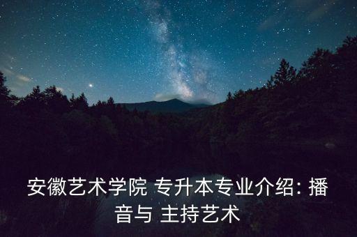 安徽藝術學院 專升本專業(yè)介紹: 播音與 主持藝術