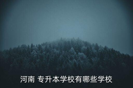 河南 專升本學校有哪些學校