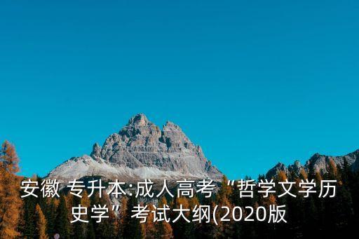 安徽 專升本:成人高考“哲學文學歷史學”考試大綱(2020版