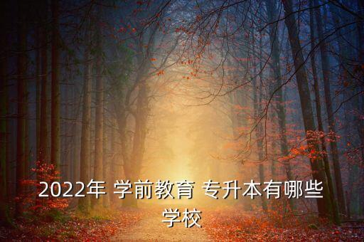 2022年 學(xué)前教育 專升本有哪些學(xué)校