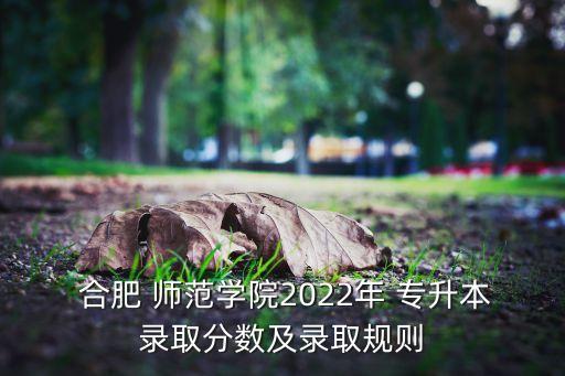  合肥 師范學院2022年 專升本錄取分數及錄取規(guī)則