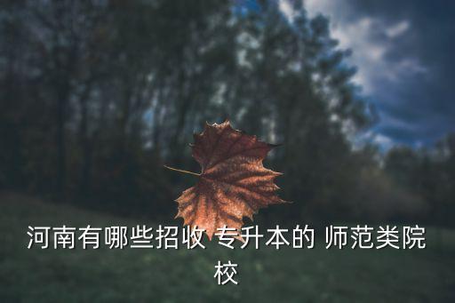 河南有哪些招收 專升本的 師范類院校