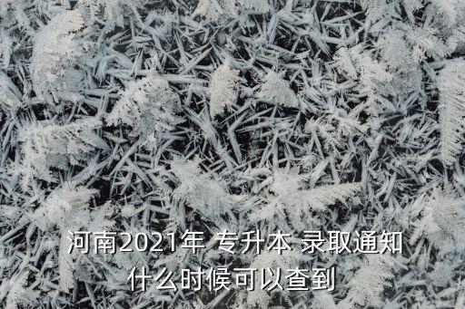  河南2021年 專升本 錄取通知什么時(shí)候可以查到