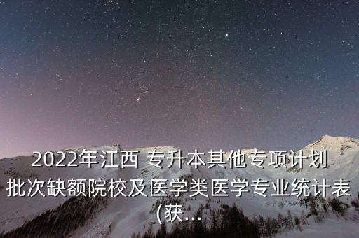 2022年江西 專升本其他專項計劃批次缺額院校及醫(yī)學(xué)類醫(yī)學(xué)專業(yè)統(tǒng)計表(獲...