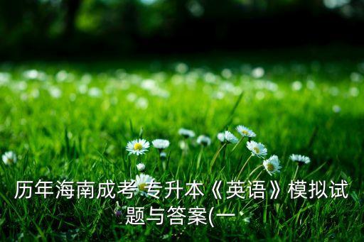 歷年海南成考 專升本《英語》模擬試題與答案(一