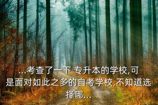 ...考查了一下 專升本的學校,可是面對如此之多的自考學校,不知道選擇哪...