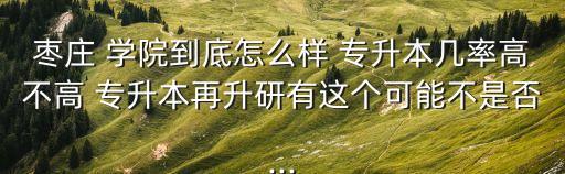 棗莊 學院到底怎么樣 專升本幾率高不高 專升本再升研有這個可能不是否...