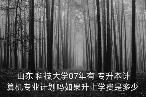  山東 科技大學(xué)07年有 專升本計(jì)算機(jī)專業(yè)計(jì)劃嗎如果升上學(xué)費(fèi)是多少