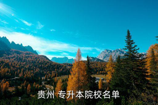 貴州 專升本院校名單