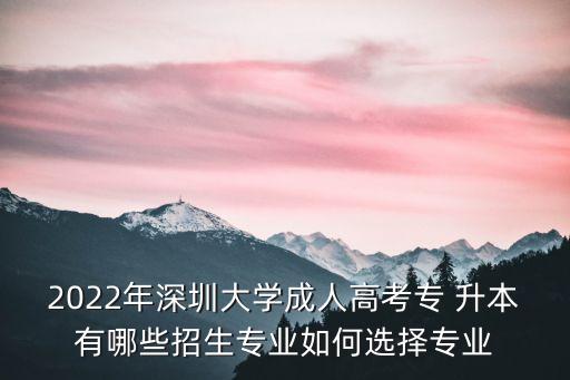 2022年深圳大學(xué)成人高考專 升本有哪些招生專業(yè)如何選擇專業(yè)