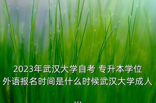 2023年武漢大學自考 專升本學位外語報名時間是什么時候武漢大學成人...