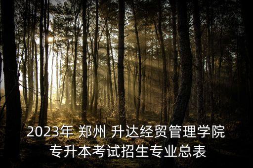 2023年 鄭州 升達經(jīng)貿(mào)管理學院 專升本考試招生專業(yè)總表