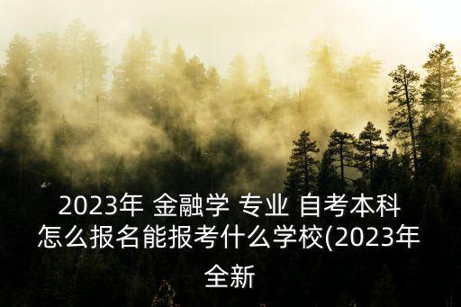 2023年 金融學(xué) 專業(yè) 自考本科怎么報(bào)名能報(bào)考什么學(xué)校(2023年全新