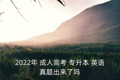 2022年 成人高考 專升本 英語真題出來了嗎