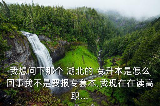 我想問下那個 湖北的 專升本是怎么回事我不是要報專套本,我現(xiàn)在在讀高職...