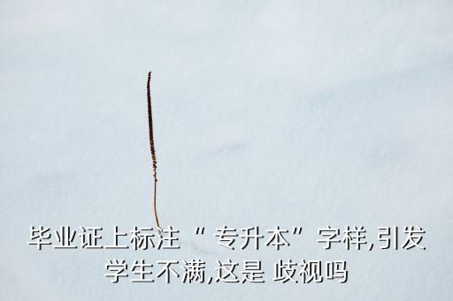 畢業(yè)證上標(biāo)注“ 專升本”字樣,引發(fā)學(xué)生不滿,這是 歧視嗎