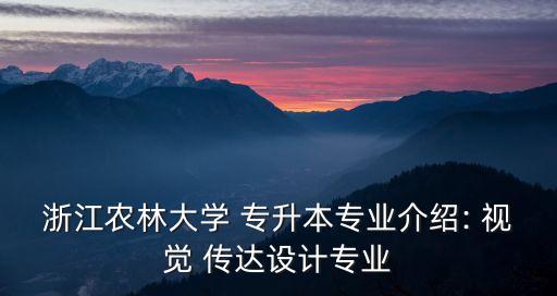 浙江農(nóng)林大學 專升本專業(yè)介紹: 視覺 傳達設計專業(yè)