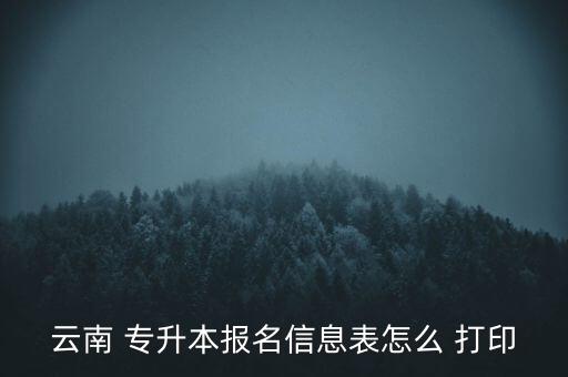 云南 專升本報名信息表怎么 打印