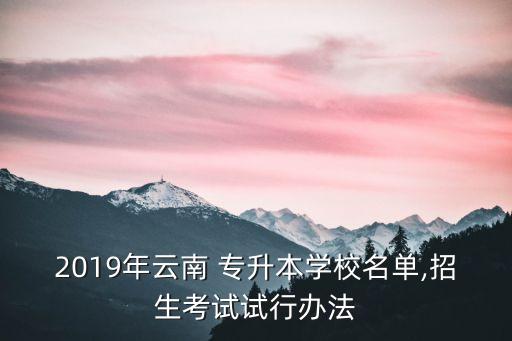 2019年云南 專升本學(xué)校名單,招生考試試行辦法