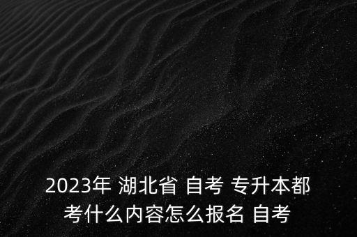 2023年 湖北省 自考 專升本都考什么內(nèi)容怎么報(bào)名 自考