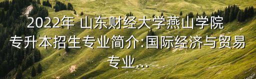 2022年 山東財(cái)經(jīng)大學(xué)燕山學(xué)院 專升本招生專業(yè)簡(jiǎn)介:國(guó)際經(jīng)濟(jì)與貿(mào)易專業(yè)...