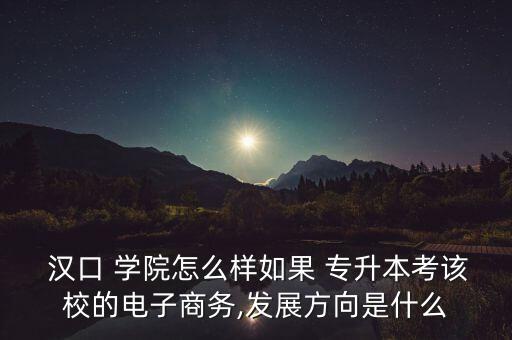  漢口 學院怎么樣如果 專升本考該校的電子商務,發(fā)展方向是什么