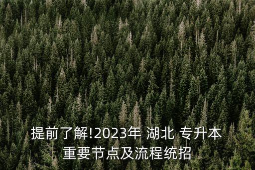 提前了解!2023年 湖北 專升本重要節(jié)點及流程統(tǒng)招