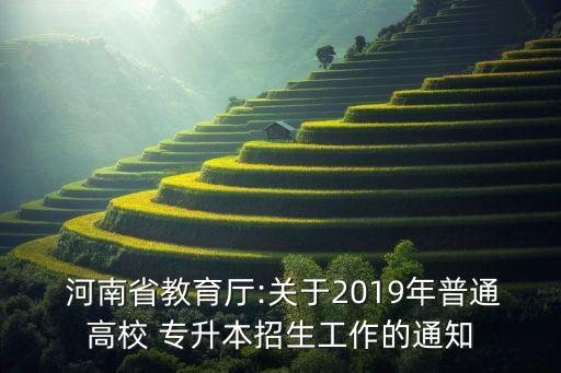  河南省教育廳:關于2019年普通高校 專升本招生工作的通知