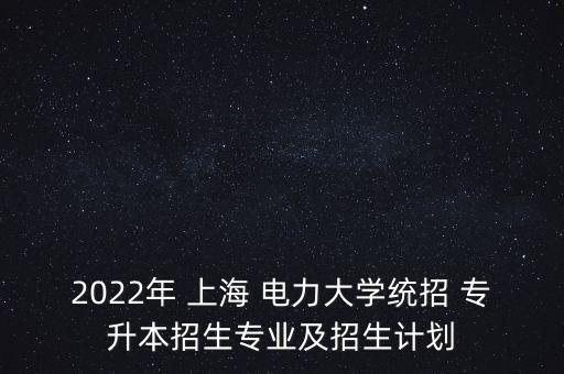 2022年 上海 電力大學(xué)統(tǒng)招 專升本招生專業(yè)及招生計劃