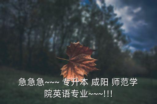 急急急~~~ 專升本 咸陽 師范學(xué)院英語專業(yè)~~~!!!