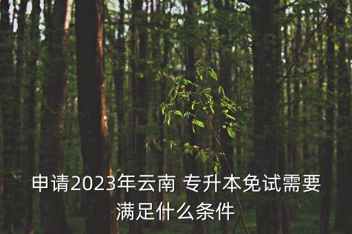 申請(qǐng)2023年云南 專升本免試需要滿足什么條件