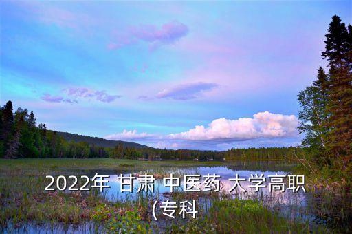 2022年 甘肅 中醫(yī)藥 大學高職(專科