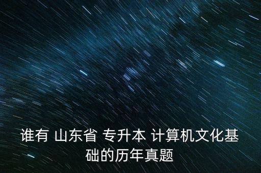 誰(shuí)有 山東省 專升本 計(jì)算機(jī)文化基礎(chǔ)的歷年真題