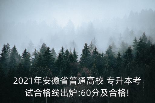 2021年安徽省普通高校 專升本考試合格線出爐:60分及合格!