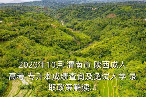 2020年10月 渭南市 陜西成人高考 專升本成績查詢及免試入學 錄取政策解讀...