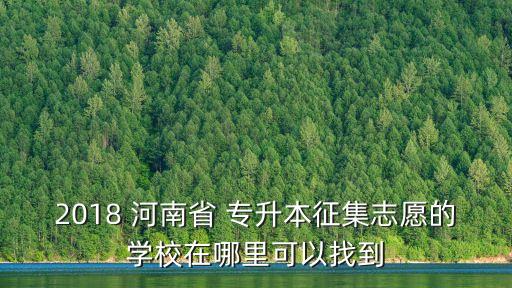 2018 河南省 專升本征集志愿的學(xué)校在哪里可以找到