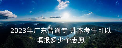 2023年廣東普通專 升本考生可以填報多少個志愿