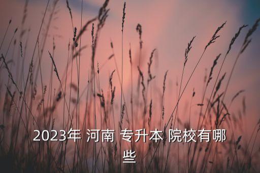 2023年 河南 專升本 院校有哪些