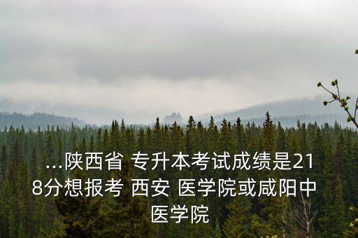 ...陜西省 專升本考試成績(jī)是218分想報(bào)考 西安 醫(yī)學(xué)院或咸陽(yáng)中 醫(yī)學(xué)院