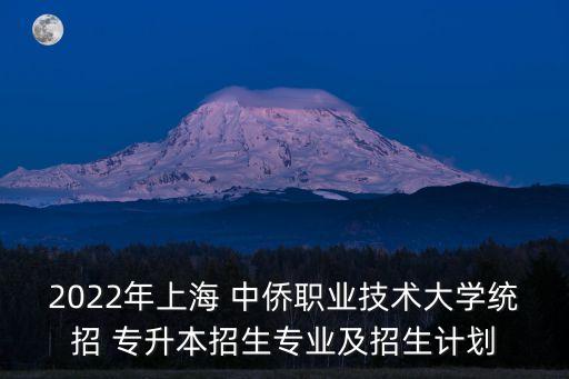 2022年上海 中僑職業(yè)技術大學統(tǒng)招 專升本招生專業(yè)及招生計劃