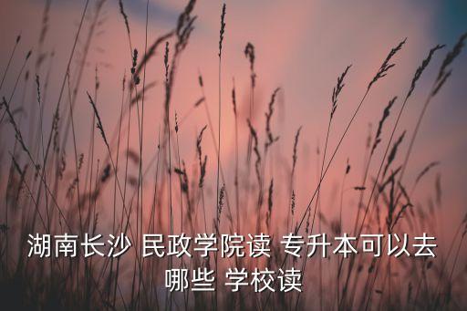 湖南長(zhǎng)沙 民政學(xué)院讀 專升本可以去哪些 學(xué)校讀