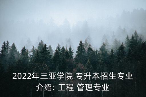 2022年三亞學(xué)院 專升本招生專業(yè)介紹: 工程 管理專業(yè)