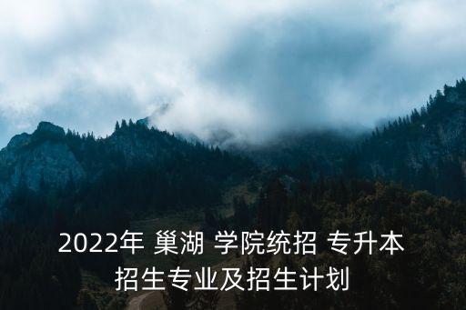 2022年 巢湖 學(xué)院統(tǒng)招 專升本招生專業(yè)及招生計(jì)劃