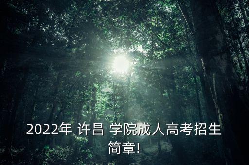 2022年 許昌 學院成人高考招生簡章!